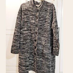 Cardigan Sweater Gray Black Merled